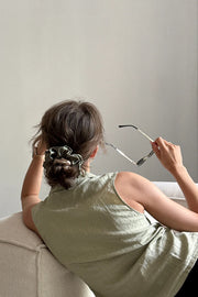 KATRINA SILKS Natural silk scrunchie Vineyard Green